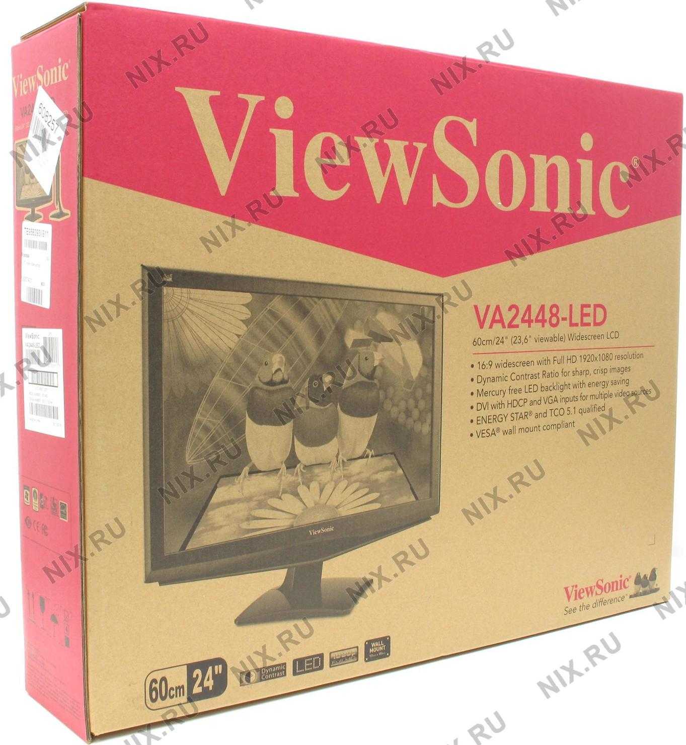 Монитор ViewSonic VA2448m-LED - подробные характеристики обзоры видео фото Цены в интернет-магазинах где можно купить монитор ViewSonic VA2448m-LED