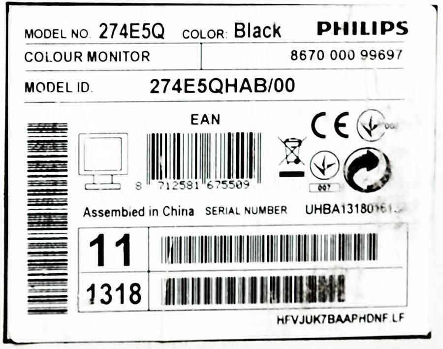 Монитор philips 274e5qhab(w)